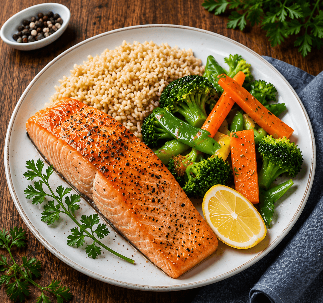The grilled salmon bowl Calerio analysed